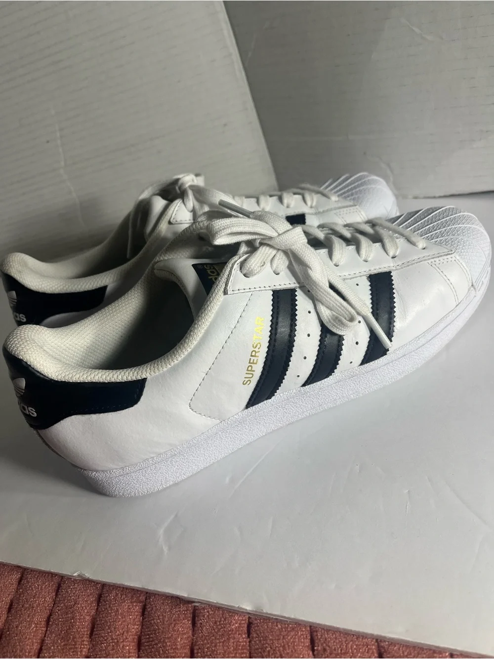 adidas White Sneakers with Black Stripes